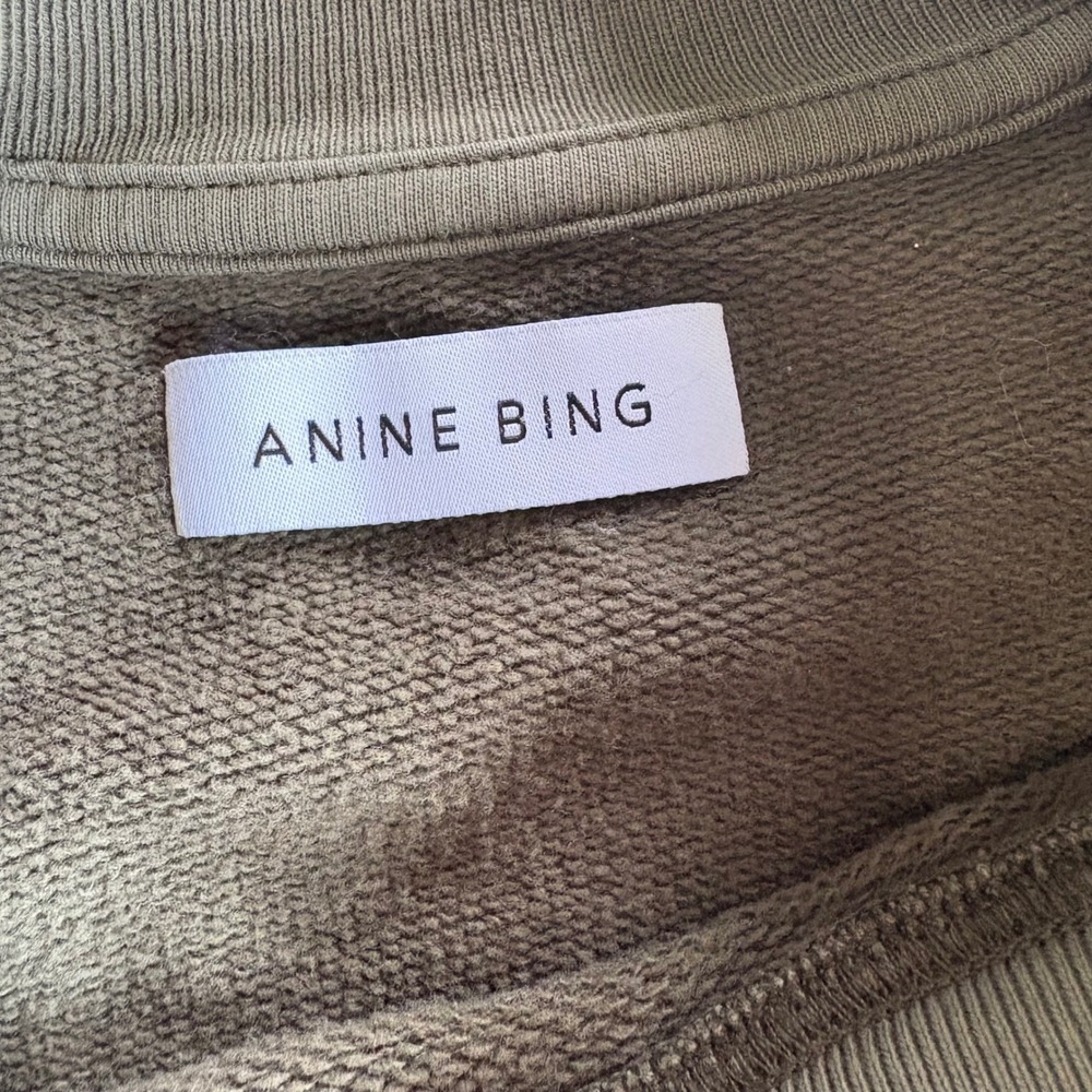 Anine Bing Women's Medium Olive Green Crewneck Sweatshirt LA 2012 Organic Cotton - Picture 5 of 9